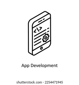 App Development Vector Isometric Outline icon for your digital or print projects.