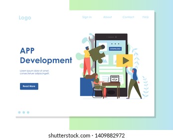 App development vector website landing page design template