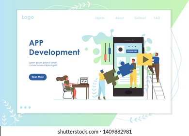 App development vector website landing page design template