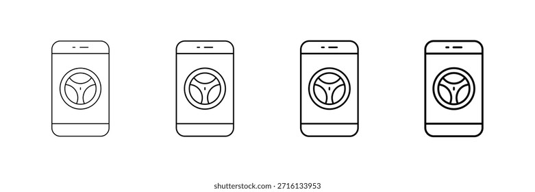 Conjunto de Vectores de iconos de controlador de App en diferentes estilos de línea de carrera
