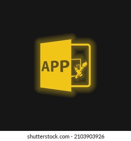 App File Format Symbol yellow glowing neon icon