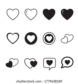 App Heart Icon Set Design Vector 