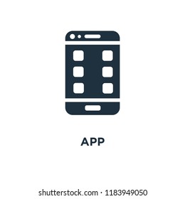 App icon. Black filled vector illustration. App symbol on white background. Can be used in web and mobile.