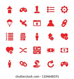 App icon. collection of 25 app filled icons such as money, joystick, user, minus favorite, menu, window browser upload, reload, link. editable app icons for web and mobile.