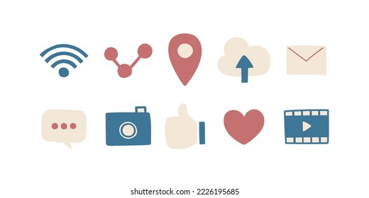app icon drawn vector set