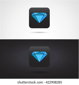 App icon, logo with diamond sign for mobile devices on light and dark background, Vector EPS10