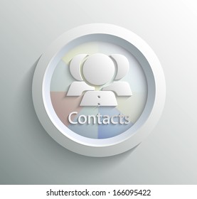 App icon metal contacts with shadow on technology circle and grey background