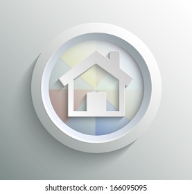 App icon metal home with shadow on technology circle and grey background