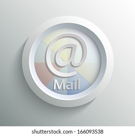 App icon metal mail with shadow on technology circle and grey background