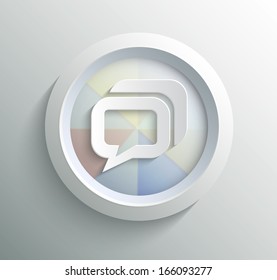 App icon metal message with shadow on technology circle and grey background