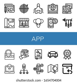app icon set. Collection of Blueprint, Map, Radar, Discount, Apron, Broccoli, Laptop, Loyalty, Arrow, Report, Bug, Constitution, Smartwatch, Sportive car, Medal, Return icons