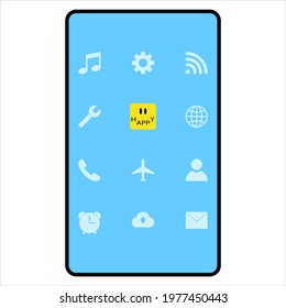 App icon vector design. Happy app, application icon