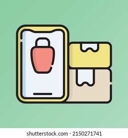 App Icon Vector Illustration. Flat Outline Cartoon. Shopping and Ecommerce Icon Concept Isolated Premium Vector