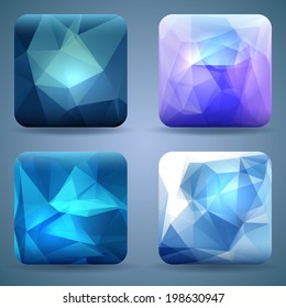App icons or buttons templates set with modern crystal texture