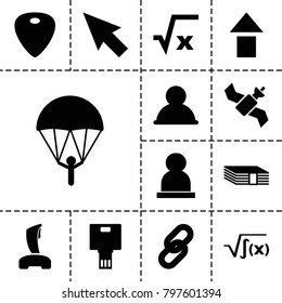 App icons. set of 13 editable filled app icons such as pointer, money, square root, user, parachute, arrow up, guitar mediator, link, camera, joystick