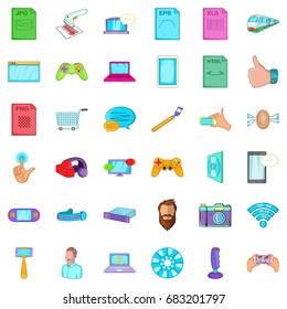 App icons set. Cartoon style of 36 app vector icons for web isolated on white background