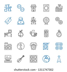 app icons set. Collection of app with cursor, earth, washing machine, ukelele, html, gamepad, alarm clock, info, stopclock, mobile phone, wine. Editable and scalable app icons.