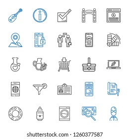 app icons set. Collection of app with user, searching, washing machine, marker, float, report, mobile phone, id card, filter, smartphone, design. Editable and scalable app icons.