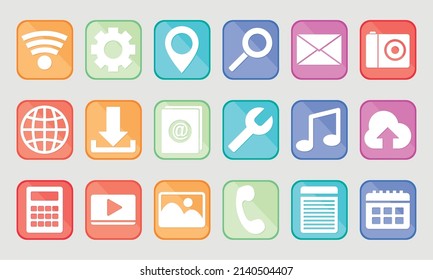 iconos de aplicación configurados en fondo gris