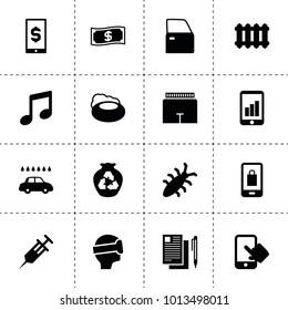 App icons. vector collection filled app icons. includes symbols such as syringe, car door, garbage, soap, car wash, bug, radiator, music. use for web, mobile and ui design.