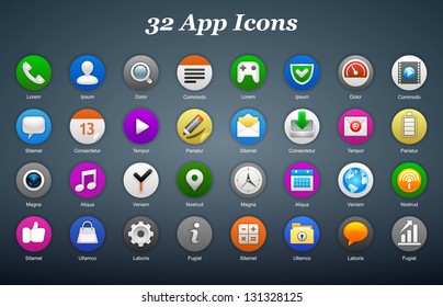 App icons. Vector illustration. Eps 10.