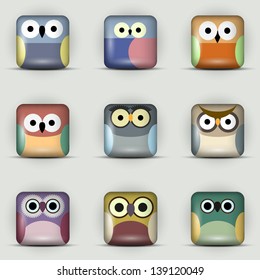 App icons vector set of owls