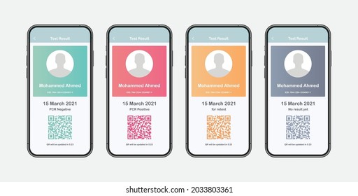 App interface for Green pass for Covid-19. Isolated vector file.
