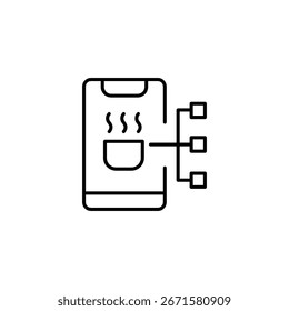 App Interface Suggesting Coffee Delivery Options With Connected Communication Nodes