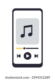 App Interface Template. Graphic user interface of mobile app or widget for listening to music, audio files and podcasts. Design element for UI and UX. Flat vector illustration isolated on background