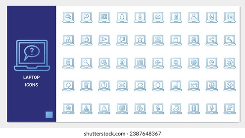 App-Laptop-Icon-Set. Zeilenverlauf-Symbol-Sammlung. Enthält Symbole. 