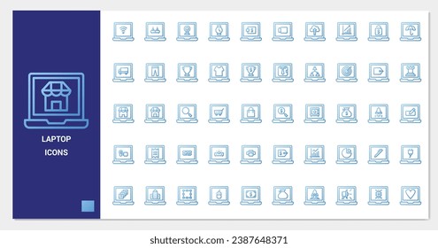 conjunto de iconos de la laptop de la aplicación. colección de iconos de degradado de línea. Contiene iconos. 