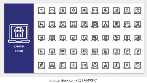 app laptop icon set. line icon collection. Containing icons. 