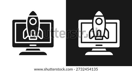 App Launch Icon In Black And White Glyph Style