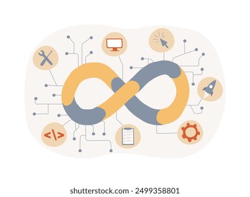 App life cycle isolated cartoon vector illustrations. App life cycle bubble, DevSecOps system, modern IT technology, security and operations, software development steps vector cartoon.