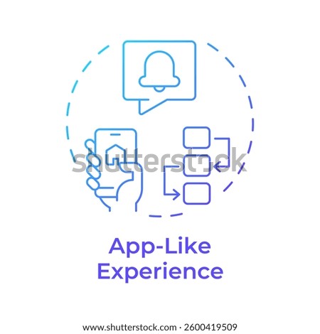 App like experience blue gradient concept icon. Function as native mobile applications. Feature of PWAs. Round shape line illustration. Abstract idea. Graphic design. Easy to use in presentation