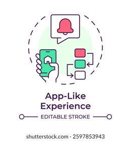 App like experience multi color concept icon. Function as native mobile applications. Feature of PWAs. Round shape line illustration. Abstract idea. Graphic design. Easy to use in presentation