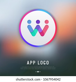 App logo for messenger or chat: people with hands up. Modern vector illustration.