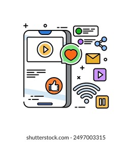 App Marketing Filled Color Icon, Vector illustration