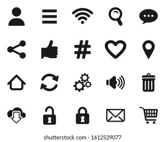 App Menu Icons Black & White Set Big