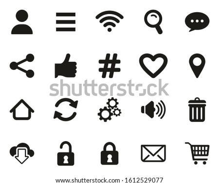 App Menu Icons Black & White Set Big