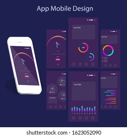 App Mobile Design Purple Kit With Diagrams User Interface Preview