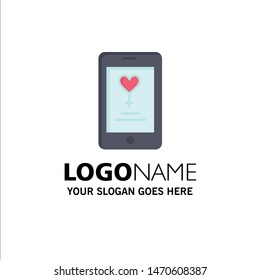 App, Mobile, Love, Lover Business Logo Template. Flat Color. Vector Icon Template background