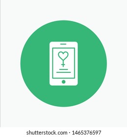 App, Mobile, Love, Lover white glyph icon. Vector Icon Template background