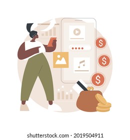 App monetization abstract concept vector illustration. Mobile app advertisement, app download promotion methods, mobile users attraction, startup launch, marketplace position abstract metaphor.