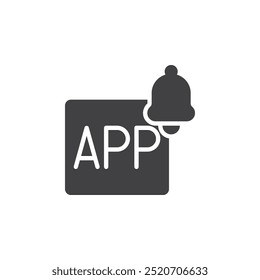 App with a notification bell vector icon. filled flat sign for mobile concept and web design. App Notification glyph icon. Symbol, logo illustration. Vector graphics