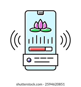 app online yoga relax color icon vector. app online yoga relax sign. isolated symbol illustration
