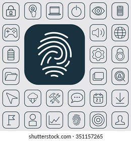app outline, thin, flat, digital icon set for web and mobile