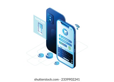 App Pay Online Isometric Concept Landing Page