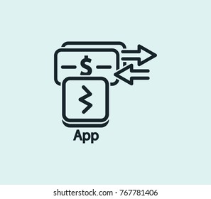 App payment icon transaction isolated on clean background. Payment application concept app payment icon in modern style. Vector illustration of app payment icon for your web mobile logo app UI design.