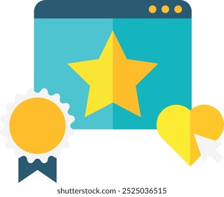 App positive rating flat icon. User top choice